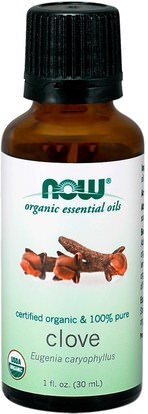 Now Foods, Organic Essential Oils, Clove, 1 fl oz (30 ml) ,حمام، الجمال، الزيوت العطرية الزيوت