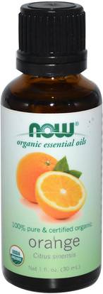 Now Foods, Organic Essential Oils, Orange, 1 fl oz (30 ml) ,حمام، الجمال، الزيوت العطرية الزيوت، زيت البرتقال