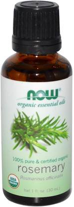 Now Foods, Organic Essential Oils, Rosemary, 1 fl oz (30 ml) ,حمام، الجمال، الزيوت العطرية الزيوت، روزماري النفط