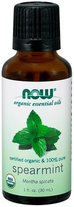 Now Foods, Organic Essential Oils, Spearmint, 1 fl oz (30 ml) ,حمام، الجمال، الزيوت العطرية الزيوت
