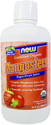 Now Foods, Organic, Mangosteen, SuperFruit Juice, 32 fl oz (946 ml) ,المكملات الغذائية، مضادات الأكسدة، القهوة الشاي والمشروبات، عصير الفواكه