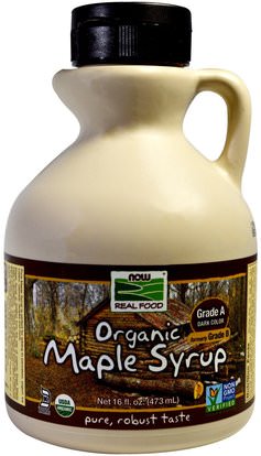 Now Foods, Real Food, Organic Maple Syrup, Grade A, Dark Color, 16 fl oz (473 ml) ,الطعام، المحليات، شراب القيقب