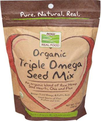 Now Foods, Real Food, Organic Triple Omega Seed Mix, 12 oz (340 g) ,المكملات الغذائية، ايفا اوميجا 3 6 9 (إيبا دا)