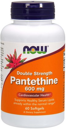 Now Foods, Pantethine, Double Strength, 600 mg, 60 Softgels ,الصحة، دعم الكولسترول، بانتيثين