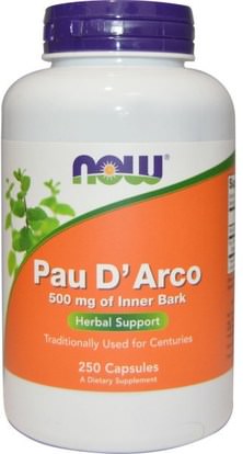 Now Foods, Pau D Arco, 500 mg, 250 Capsules ,الأعشاب، بو، داركو