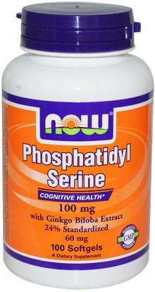 Now Foods, Phosphatidyl Serine, 100 mg, 100 Softgels ,المكملات الغذائية، والأحماض الأمينية، فسفاتيديل