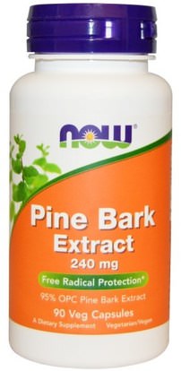 Now Foods, Pine Bark Extract, 240 mg, 90 Veg Capsules ,المكملات الغذائية، بيكنوغينول