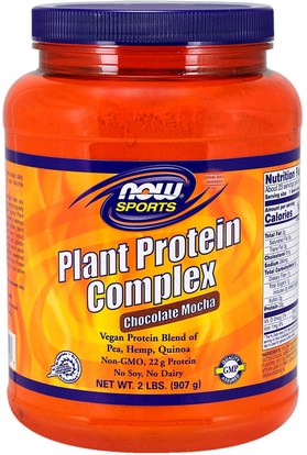 Now Foods, Plant Protein Complex, Chocolate Mocha, 2 lbs. (907 g) ,والمكملات الغذائية، والبروتين