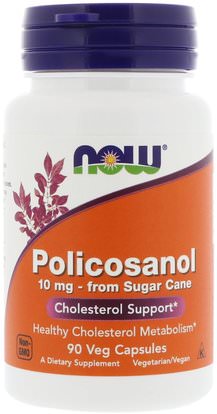 Now Foods, Policosanol, 10 mg, 90 Veg Capsules ,المكملات الغذائية، بوليكوسانول