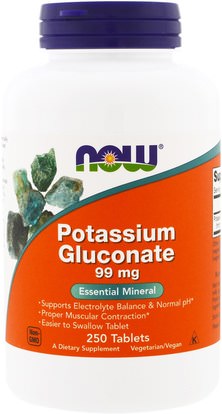 Now Foods, Potassium Gluconate, 99 mg, 250 Tablets ,المكملات الغذائية، المعادن، غلوكونات البوتاسيوم