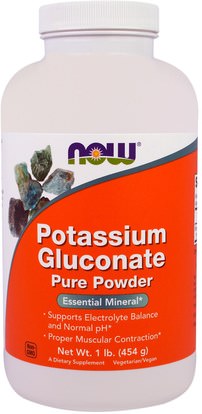 Now Foods, Potassium Gluconate Pure Powder, 1 lb (454 g) ,المكملات الغذائية، المعادن، غلوكونات البوتاسيوم