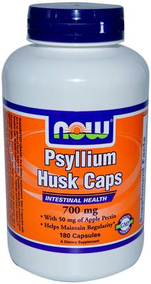 Now Foods, Psyllium Husk Caps, 700 mg, 180 Capsules ,المكملات الغذائية، الألياف، قشر سيلليوم