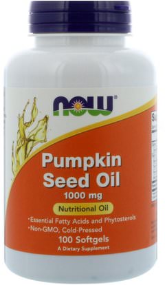 Now Foods, Pumpkin Seed Oil, 1000 mg, 100 Softgels ,المكملات الغذائية، إيفا أوميجا 3 6 9 (إيبا دا)، زيت بذور اليقطين