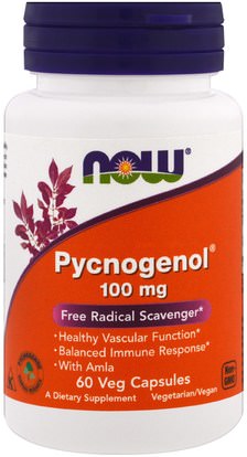 Now Foods, Pycnogenol, 100 mg, 60 Veg Capsules ,المكملات الغذائية، بيكنوغينول