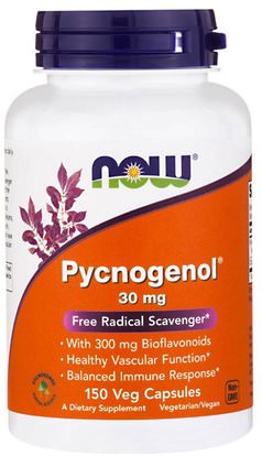 Now Foods, Pycnogenol, 30 mg, 150 Veg Capsules ,المكملات الغذائية، بيكنوغينول