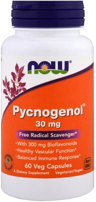 Now Foods, Pycnogenol, 30 mg, 60 Veg Capsules ,المكملات الغذائية، بيكنوغينول