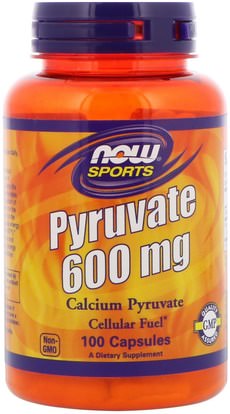 Now Foods, Pyruvate, 600 mg, 100 Capsules ,الرياضة، بايروفات، الصحة، حمية