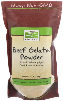 Now Foods, Real Food, Beef Gelatin Powder, 1 lb (454 g) ,الصحة، صحة الأظافر، الجيلاتين، لحم البقر الجيلاتين