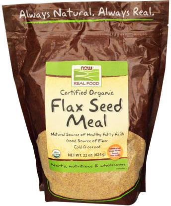 Now Foods, Real Food, Certified Organic, Flax Seed Meal, 22 oz (624 g) ,المكملات الغذائية، بذور الكتان، الكتان الألياف، مسحوق الكتان