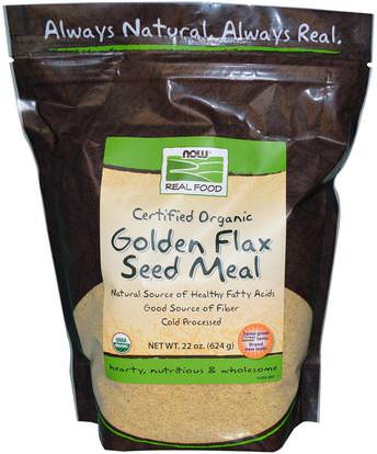 Now Foods, Real Food, Certified Organic, Golden Flax Seed Meal, 22 oz (624 g) ,المكملات الغذائية، بذور الكتان، الكتان الألياف، مسحوق الكتان