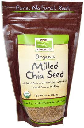 Now Foods, Real Food, Organic Milled Chia Seed, 10 oz (284 g) ,المكملات الغذائية، إيفا أوميجا 3 6 9 (إيبا دا)، بذور شيا