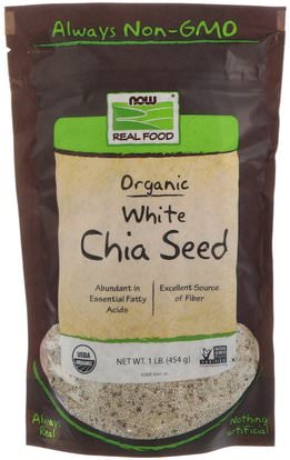 Now Foods, Real Food, Organic White Chia Seed, 1 lb (454 g) ,المكملات الغذائية، إيفا أوميجا 3 6 9 (إيبا دا)، بذور شيا