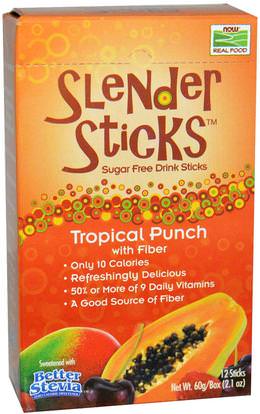 Now Foods, Real Food, Slender Sticks, Tropical Punch with Fiber, 12 Sticks, (5 g) Each ,المكملات الغذائية، والألياف