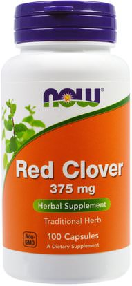 Now Foods, Red Clover, 375 mg, 100 Capsules ,الأعشاب، البرسيم الأحمر