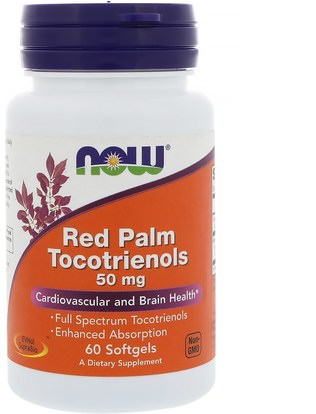 Now Foods, Red Palm Tocotrienols, 50 mg, 60 Softgels ,Herb-sa