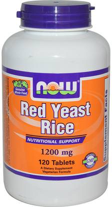 Now Foods, Red Yeast Rice, 1200 mg, 120 Tablets ,والمكملات الغذائية، والأرز الخميرة الحمراء