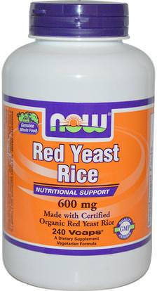 Now Foods, Red Yeast Rice, 600 mg, 240 Veg Capsules ,والمكملات الغذائية، والأرز الخميرة الحمراء