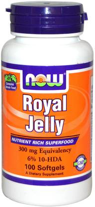 Now Foods, Royal Jelly, 300 mg, 100 Softgels ,المكملات الغذائية، منتجات النحل، هلام الملكي