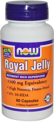 Now Foods, Royal Jelly, 60 Veg Capsules ,المكملات الغذائية، منتجات النحل، هلام الملكي
