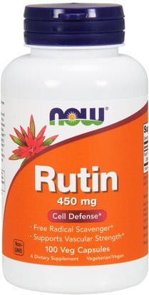 Now Foods, Rutin, 450 mg, 100 Veggie Caps ,المكملات الغذائية، مضادات الأكسدة، روتين