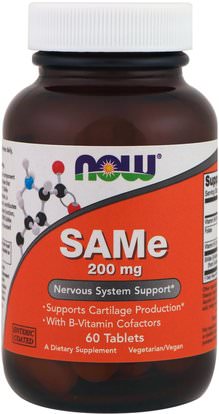 Now Foods, SAMe, 200 mg, 60 Tablets ,المكملات الغذائية، الأحماض الأمينية، تعاطي المخدرات، الإدمان، سام-e (s-أدينوسيل ميثيونين)