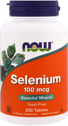 Now Foods, Selenium, Yeast Free, 100 mcg, 250 Tablets ,المكملات الغذائية، مضادات الأكسدة، السيلينيوم