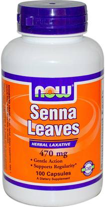 Now Foods, Senna Leaves, 470 mg, 100 Veg Capsules ,الصحة، الإمساك، الأعشاب، سينا، ليفيس