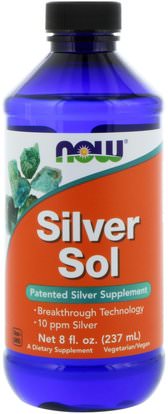 Now Foods, Silver Sol, 8 fl oz (237 ml) ,المكملات الغذائية، المعادن، المعادن السائلة، هدروسول الفضة