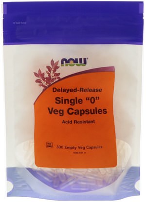 Now Foods, Single 0 Veg Capsules, Delayed-Release, 300 Empty Veg Capsules ,المكملات الغذائية، كبسولات فارغة