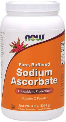 Now Foods, Sodium Ascorbate Powder, 3 lbs (1361 g) ,المكملات الغذائية، المعادن، الصوديوم