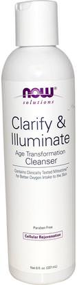 Now Foods, Solutions, Clarify & Illuminate Cleanser, 8 fl oz (237 ml) ,الجمال، العناية بالوجه، منظفات الوجه، الآن الأطعمة حمام