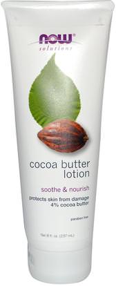 Now Foods, Solutions, Cocoa Butter Lotion, 8 fl oz (237 ml) ,والصحة، والجلد، زبدة الكاكاو، وتمتد علامات ندبات