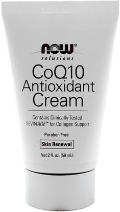 Now Foods, Solutions, CoQ10 Antioxidant Cream, 2 fl oz (59 ml) ,الجمال، العناية بالوجه، الكريمات المستحضرات، الأمصال، coq10 الجلد