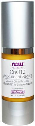 Now Foods, Solutions, CoQ10 Antioxidant Serum, 1 fl oz (30 ml) ,الجمال، العناية بالوجه، الكريمات المستحضرات، الأمصال، coq10 الجلد، الصحة، الجلد