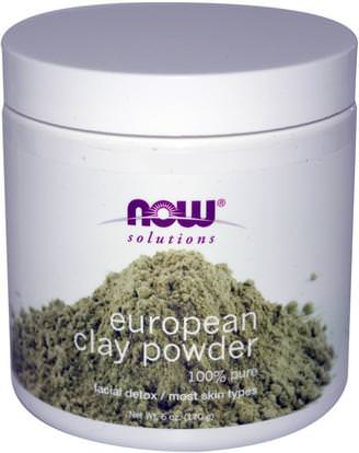 Now Foods, Solutions, European Clay Powder, Facial Detox, 6 oz (170 g) ,الصحة، السموم، الطين، الجمال، العناية بالوجه، الجلد