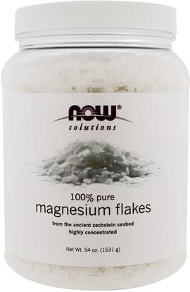 Now Foods, Solutions, Magnesium Flakes, 100% Pure, 54 oz (1531 g) ,المكملات الغذائية، المعادن، المغنيسيوم