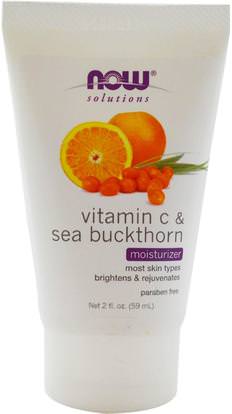 Now Foods, Solutions, Moisturizer, Vitamin C & Sea Buckthorn, 2 fl oz (59 ml) ,الجمال، العناية بالوجه، الكريمات المستحضرات، الأمصال، الجلد