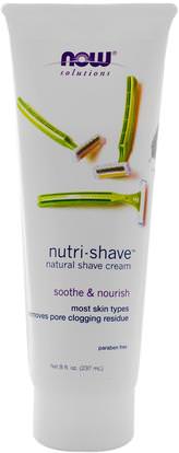 Now Foods, Solutions, Nutri-Shave, Natural Shave Cream, 8 fl oz (237 ml) ,حمام، الجمال، كريم الحلاقة، فيتامين ج