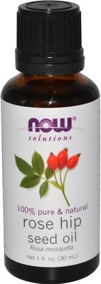 Now Foods, Solutions, Rose Hip Seed Oil, 1 fl oz (30 ml) ,حمام، والجمال، والزيوت العطرية الزيوت، وارتفع زيت بذور الورك