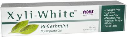 Now Foods, Solutions, XyliWhite, Toothpaste Gel, Refreshmint, 6.4 oz (181 g) ,حمام، الجمال، العناية بالفم عن طريق الفم، إكسيليتول العناية بالفم، معجون الأسنان